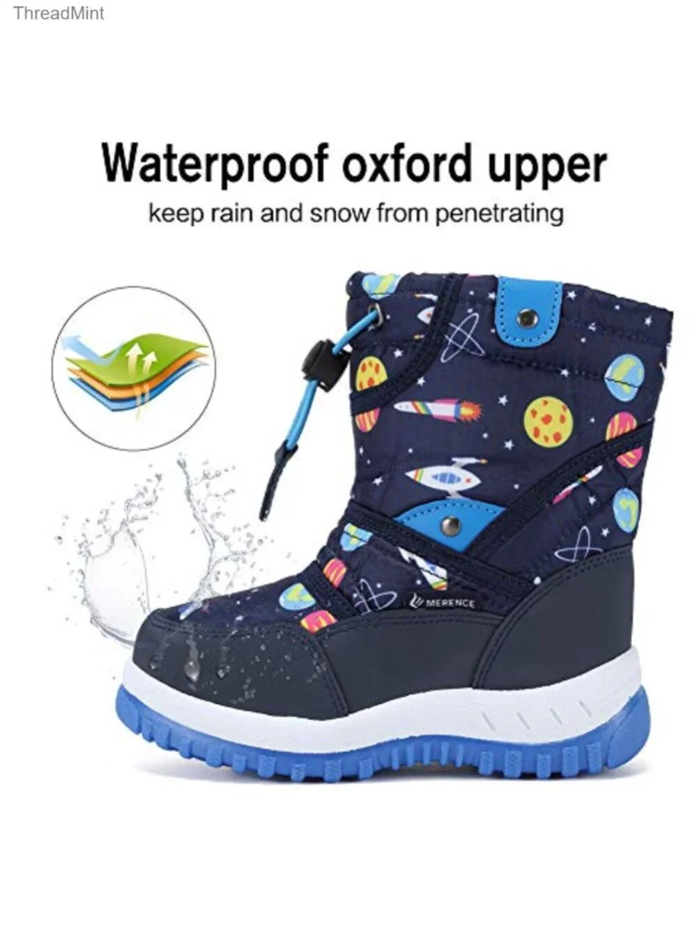 Kids Snow Boots Waterproof Winter with Fur Lining
